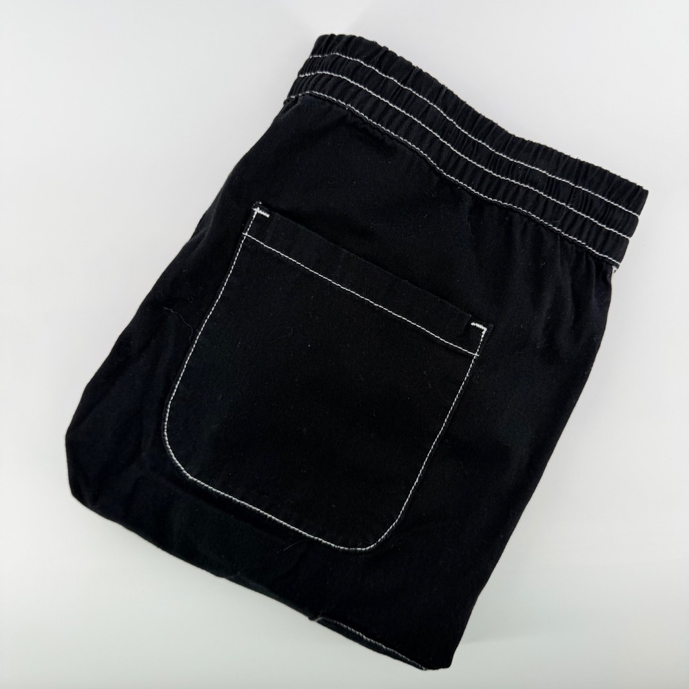 Hot Topic Black Contrast‎ Stitch Cargo Jogger Pants Alt Emo Techwear 34x31 Black